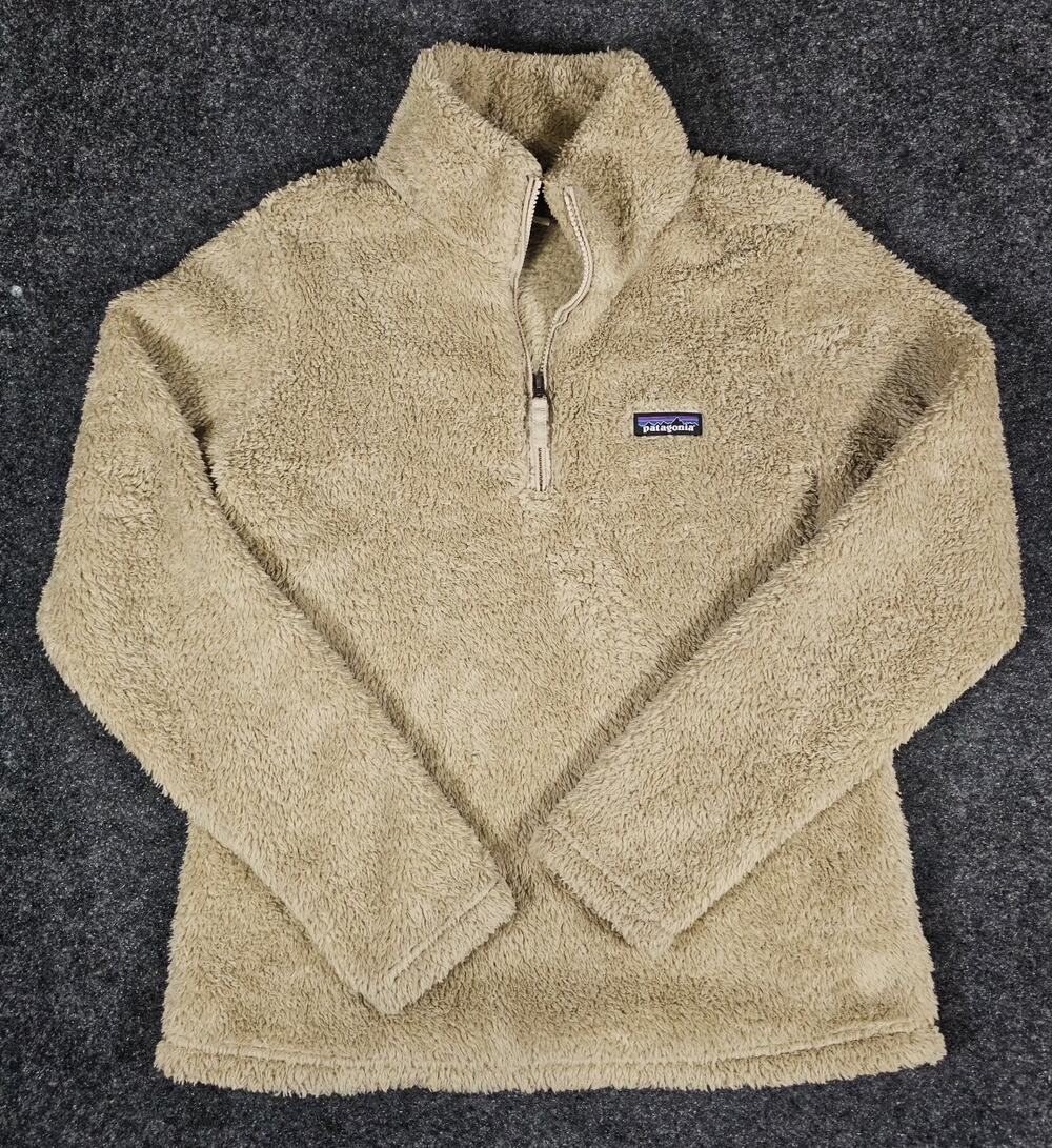 Patagonia Los Gatos Pullover Women's Medium Beige Fleece 1/4 Zip Mock Neck